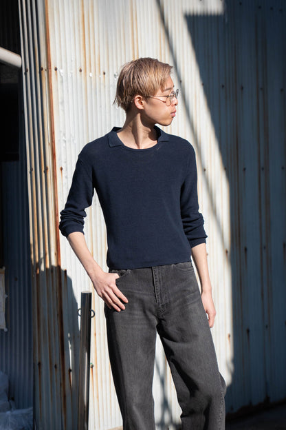 Roll Up Patched Knit in Marcerized Cotton