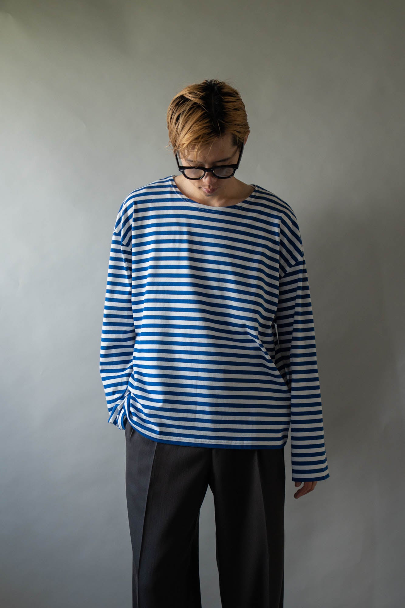 BORDER LONG T SHIRT