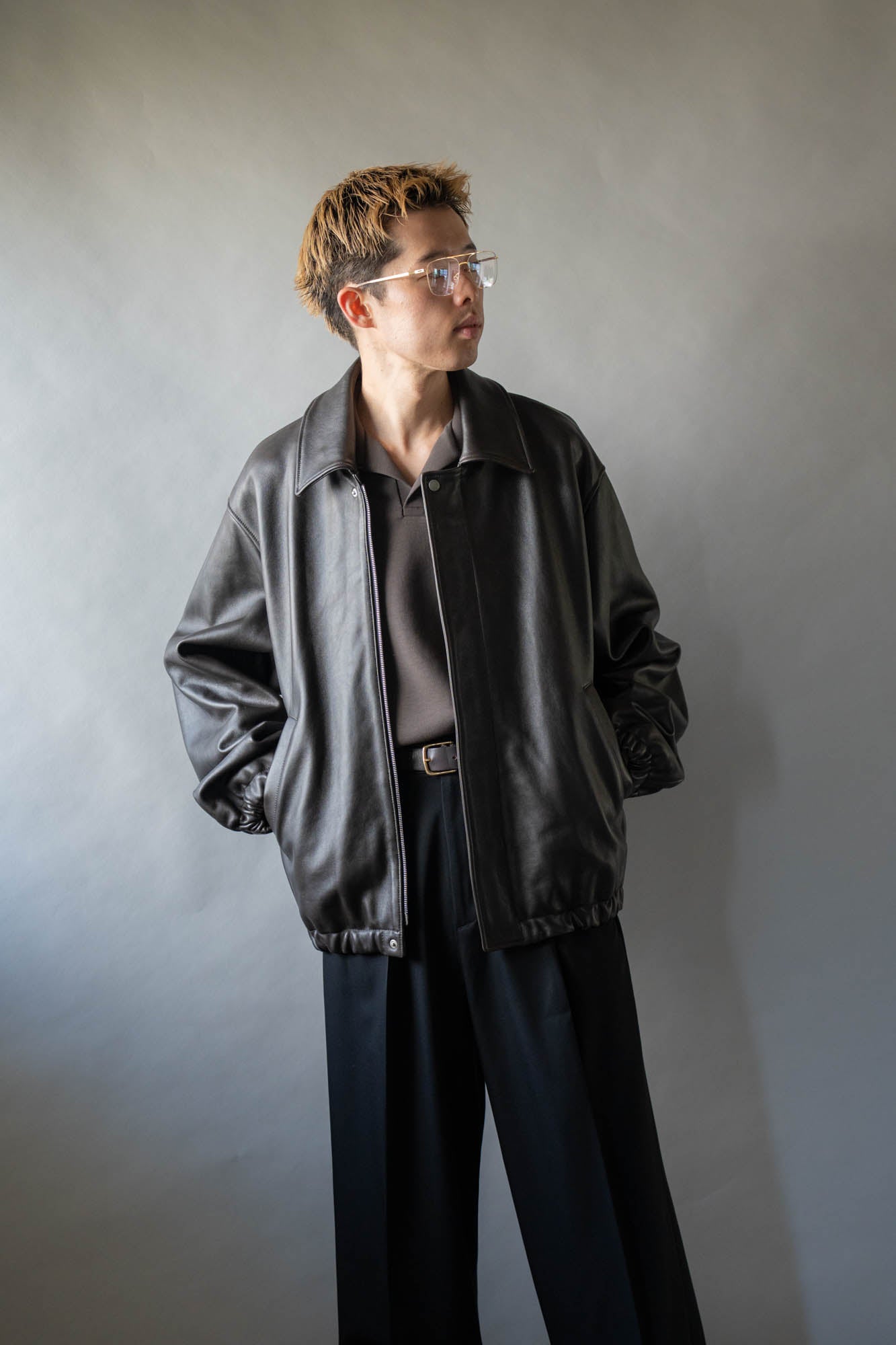 SHEEP LEATHER ZIP SHORT JACKET(ST.1555)