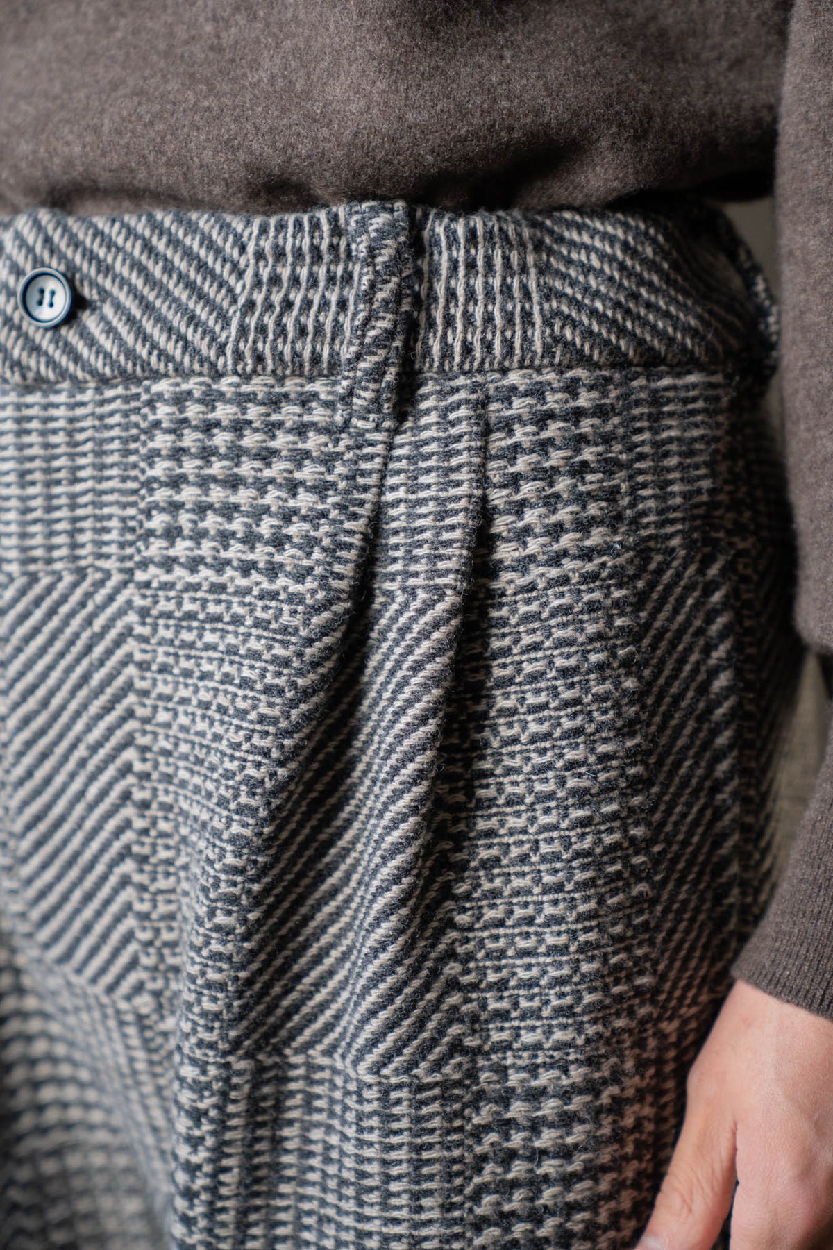Knitted Tweed Check Trousers