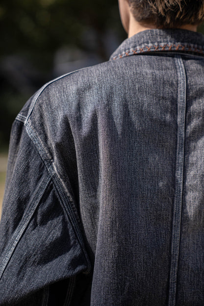 Hand-Embroidered Denim Coverall