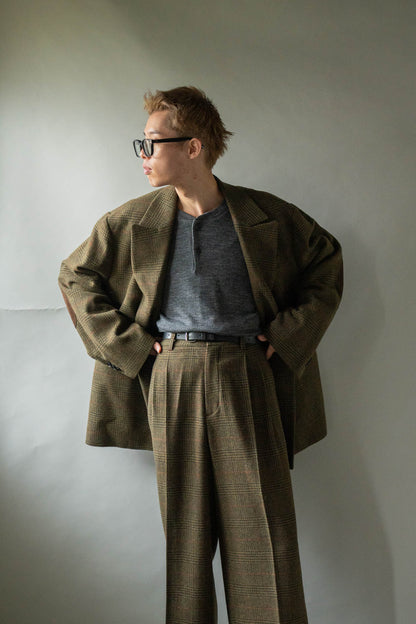 BRITISH TWEED OVERSIZED PEAK LAPEL JACKET(ST.1586)