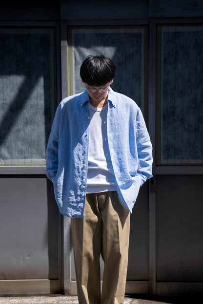 water twisted linen glen check shirt
