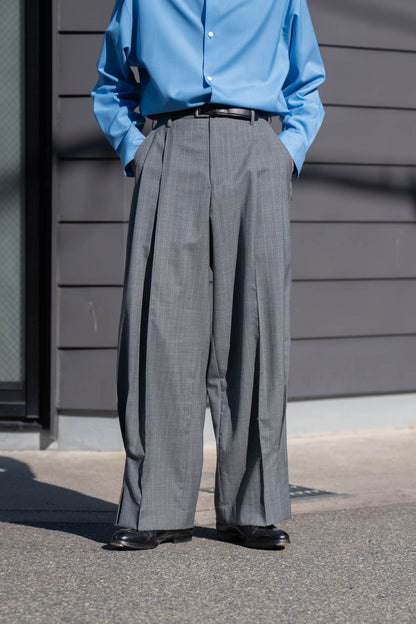 Pleated Stripe Summer Wool Pants