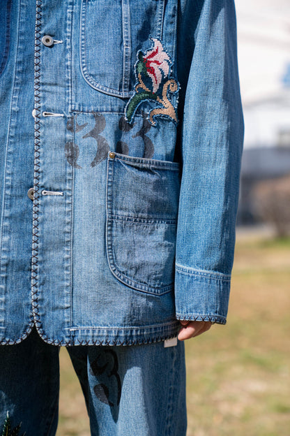 Hand-Embroidered Denim Coverall