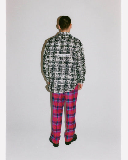 Wool Check Pin Tuck Easy Trouser