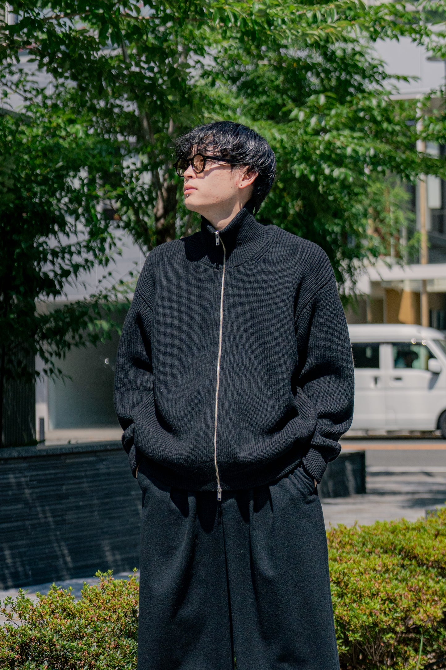 OVERSIZED DRIVERS KNIT ZIP JACKET