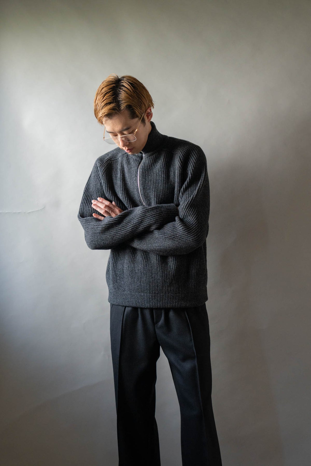 HALF ZIP RIBBED JUMPER