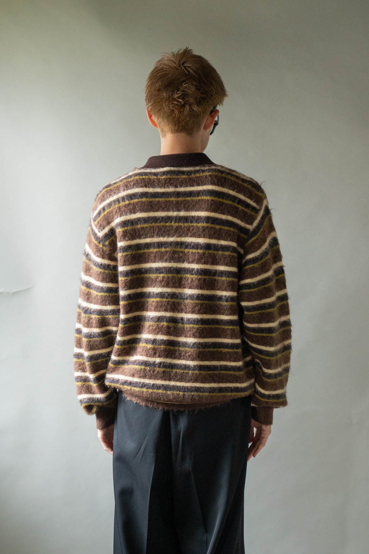 KID MOHAIR RIBBED KNIT POLO LS(ST.1647)