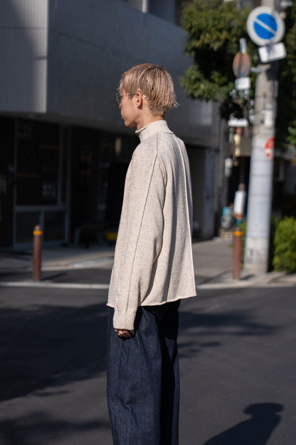 BOTTLE-NECK KNIT PULLOVER