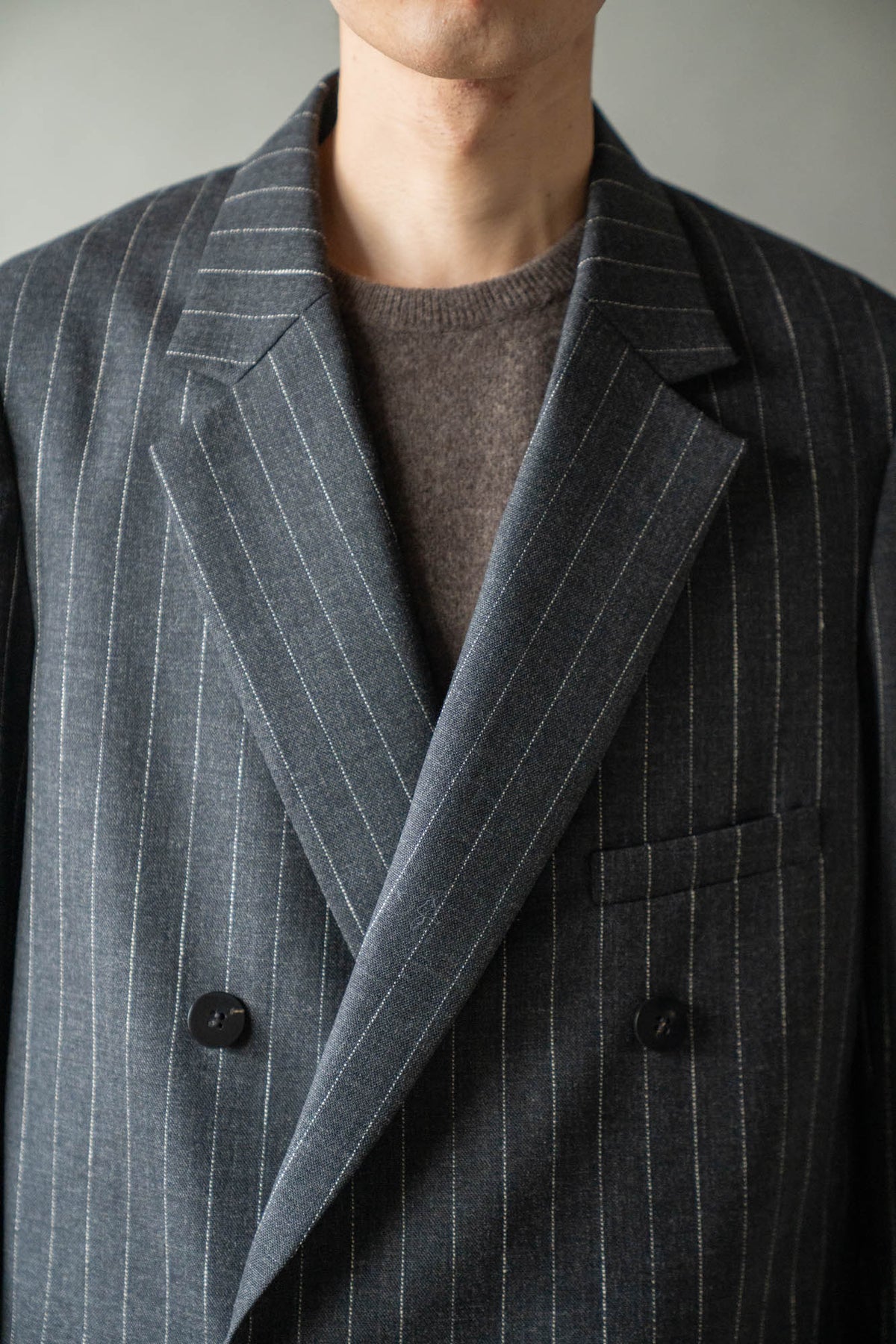 Double-Breasted Jacket in Wool Pinstripe