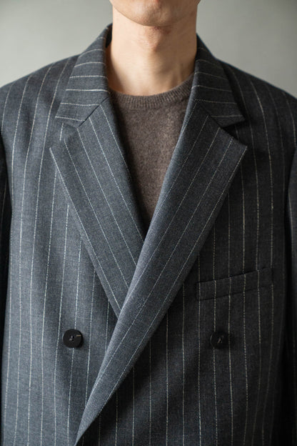 Double-Breasted Jacket in Wool Pinstripe