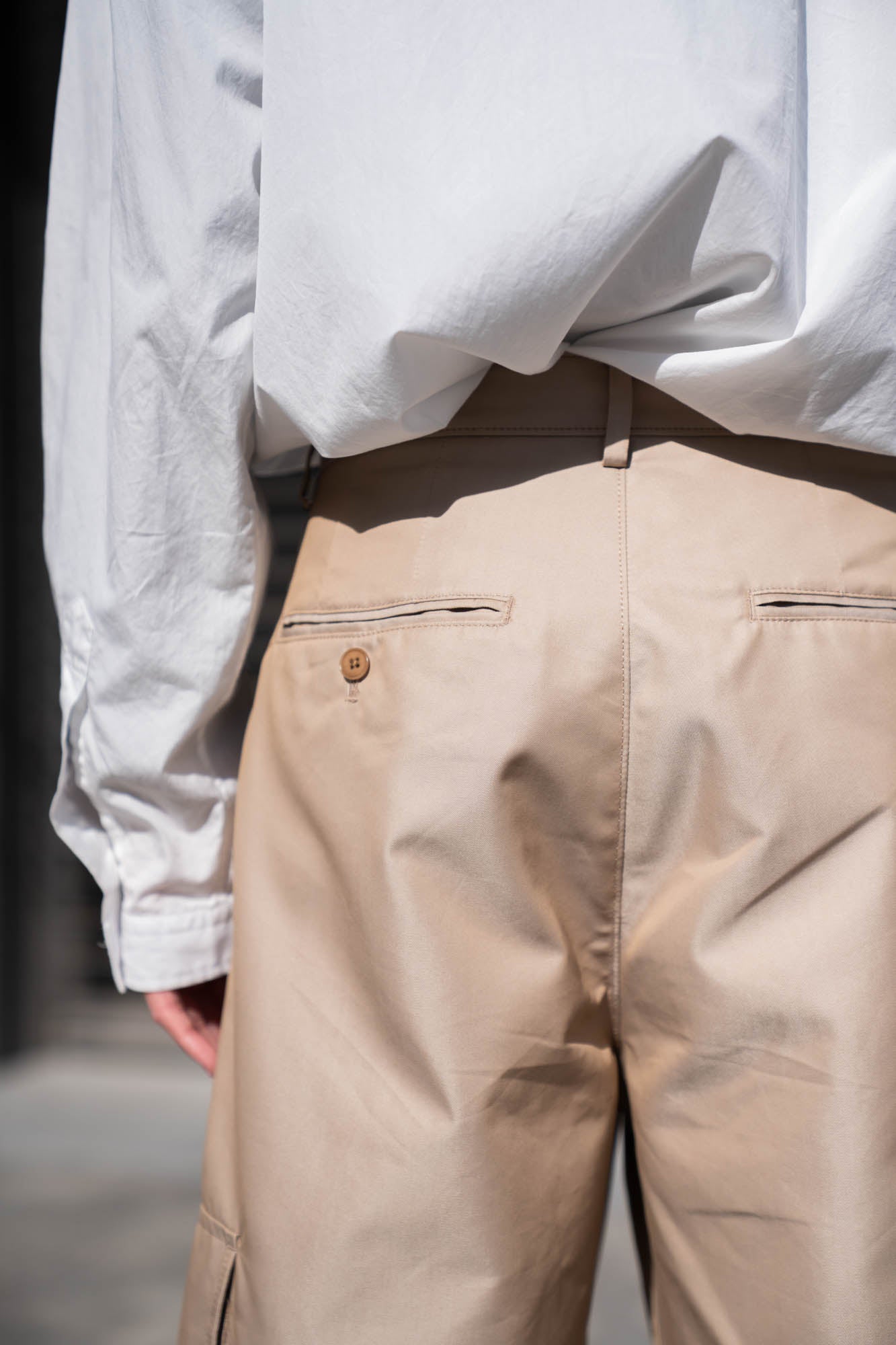 Giza cotton cargo tuck pants