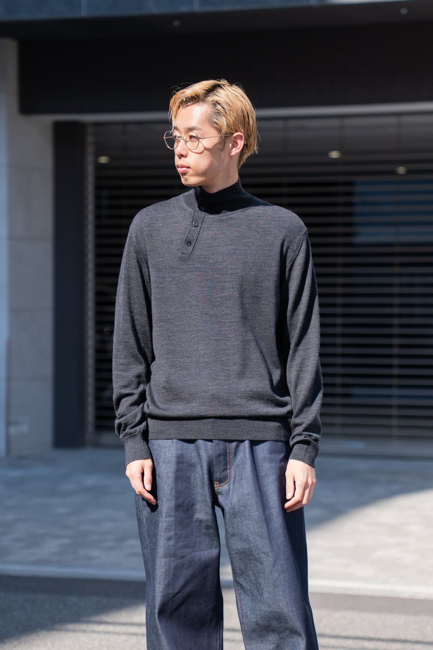 WOOL HIGH-NECK KNIT PULLOVER