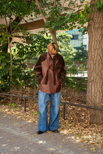 Combination leather jacket