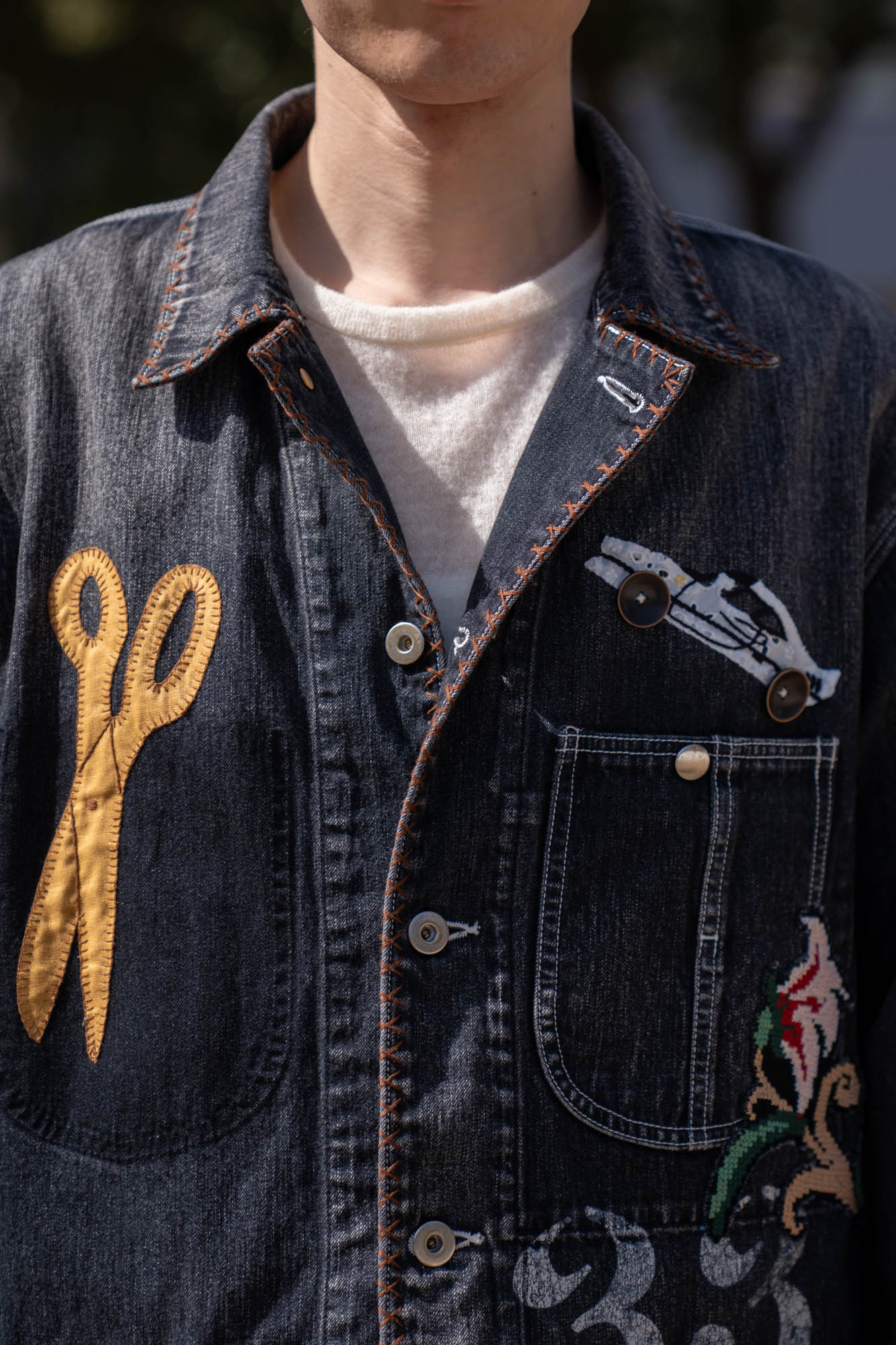 Hand-Embroidered Denim Coverall