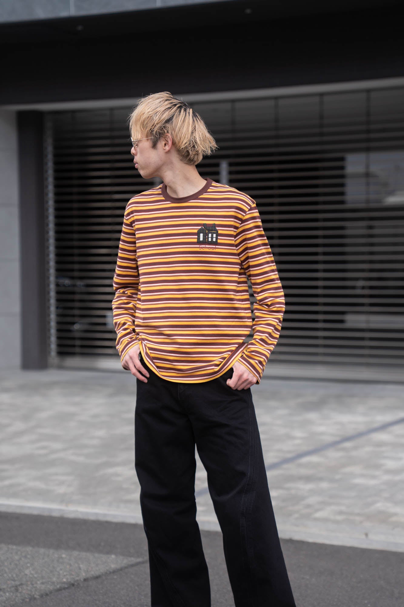 Hand-Embroidered Stripe Long Sleeve T-Shirt