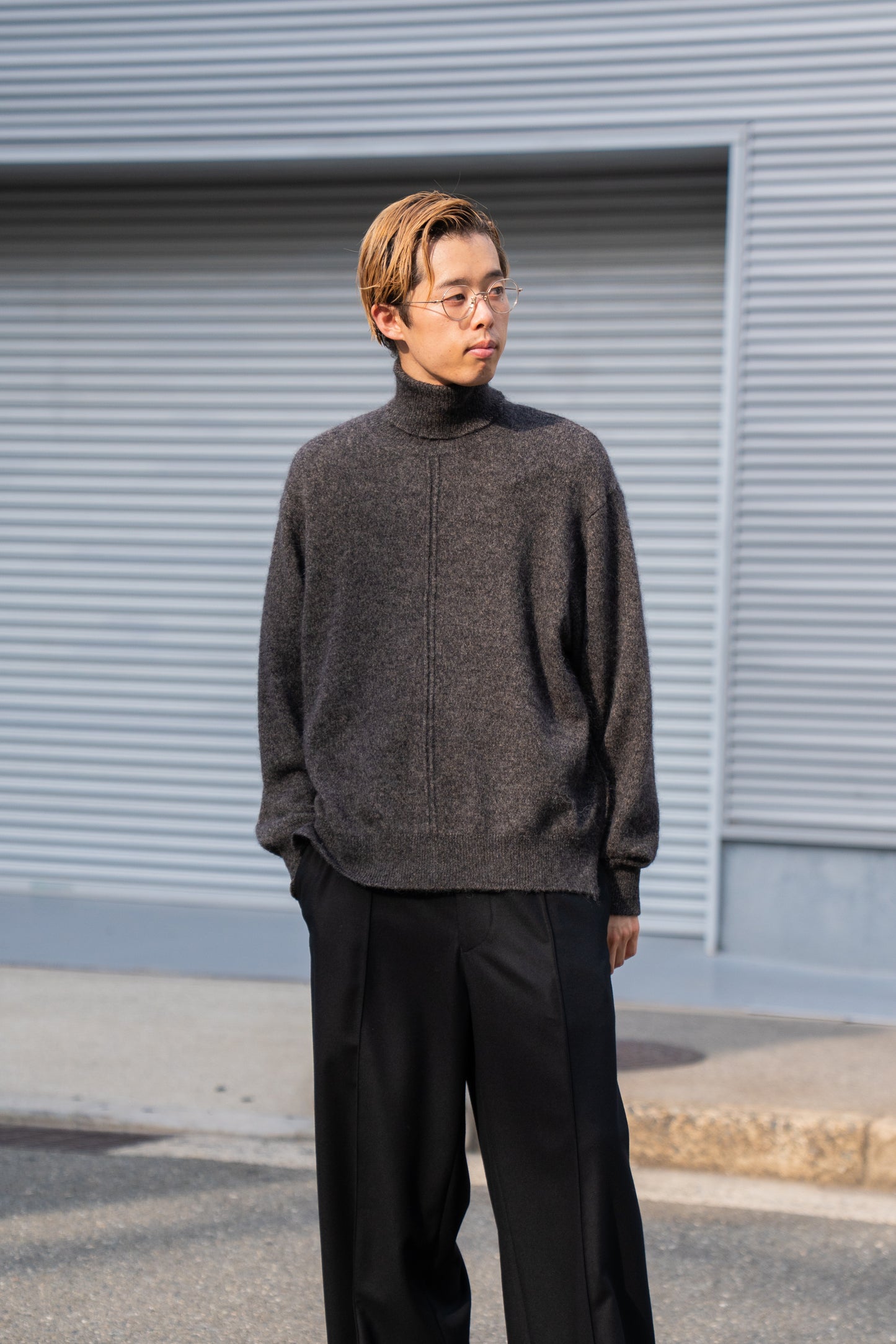 WOOL/ALPACA KNIT LOOSE TURTLE NECK PO(ST.1295)