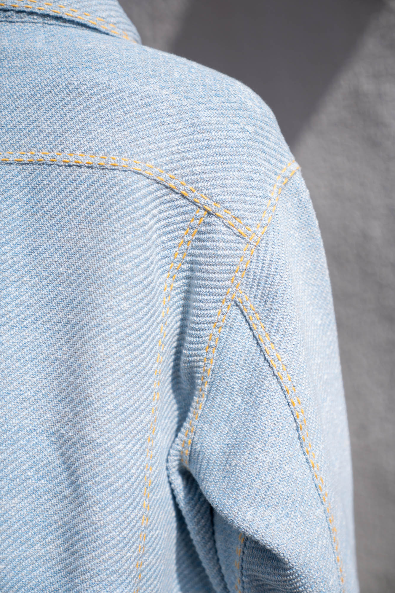 Knitted Denim Jacket with Hand Stitching