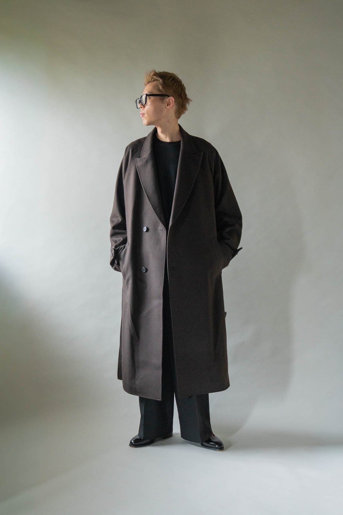 WOOL CASHMERE OVERSIZED PEAK LAPEL CHESTER COAT(ST.1533)