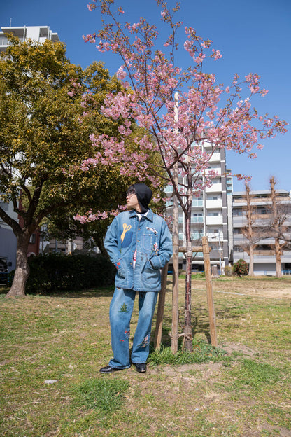 Hand-Embroidered Denim Coverall