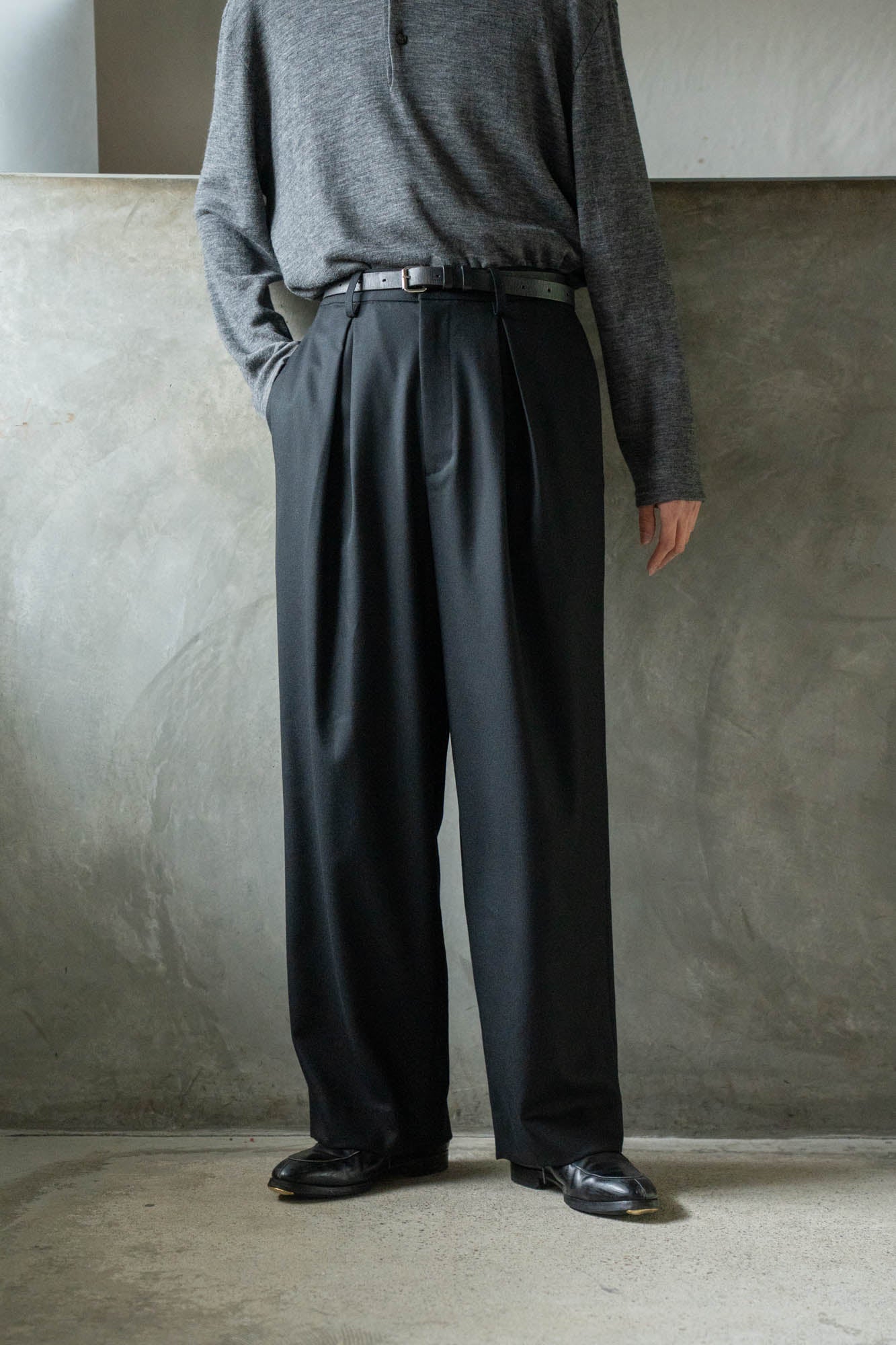 WOOL FLANNEL EASY WIDE TROUSERS(ST.1609)
