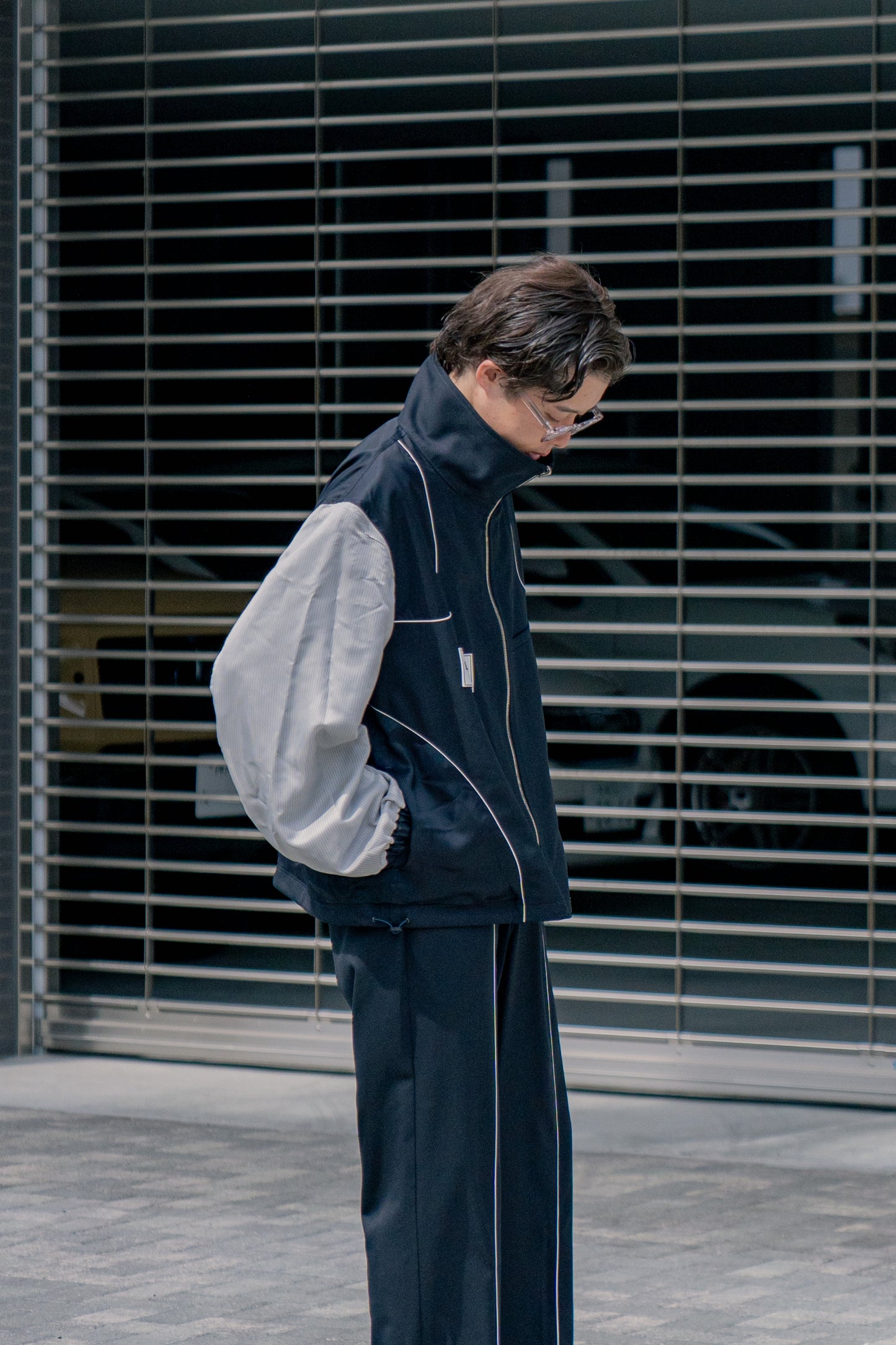 WOOL GABARDINE REVERSIBLE TRACK JACKET