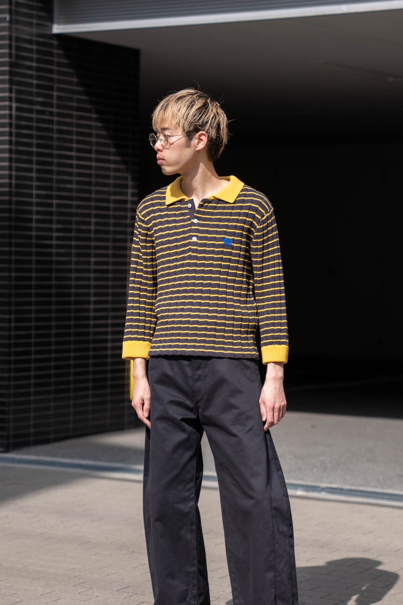 KNITTED CROPPED POLO SHIRT