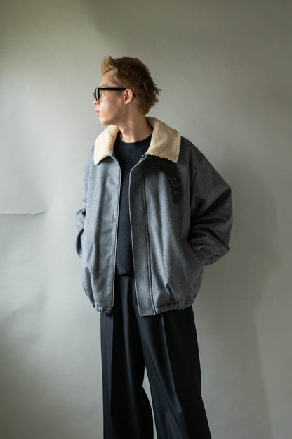 MOUTON COLLAR WOOL CASHMERE PADDED JACKET(ST.1546)