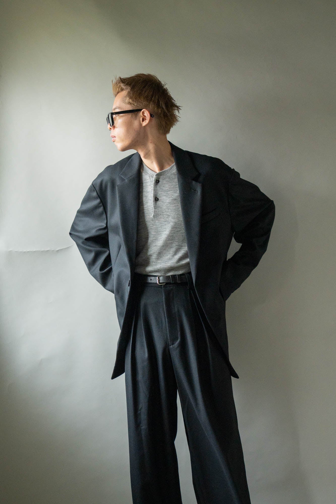 WOOL FLANNEL OVERSIZED SINGLE BREASTED JACKET(ST.1593)