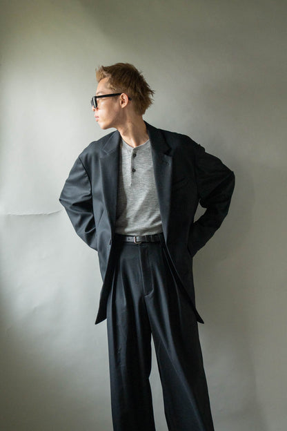 WOOL FLANNEL OVERSIZED SINGLE BREASTED JACKET(ST.1593)