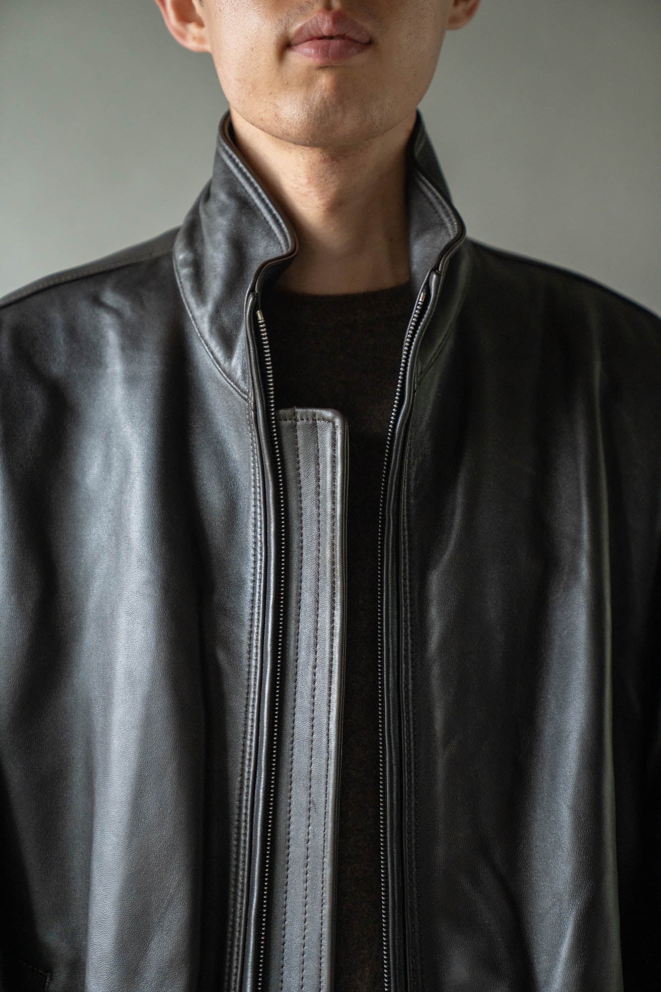 SHEEP LEATHER STAND COLLAR JACKET(ST.1553)