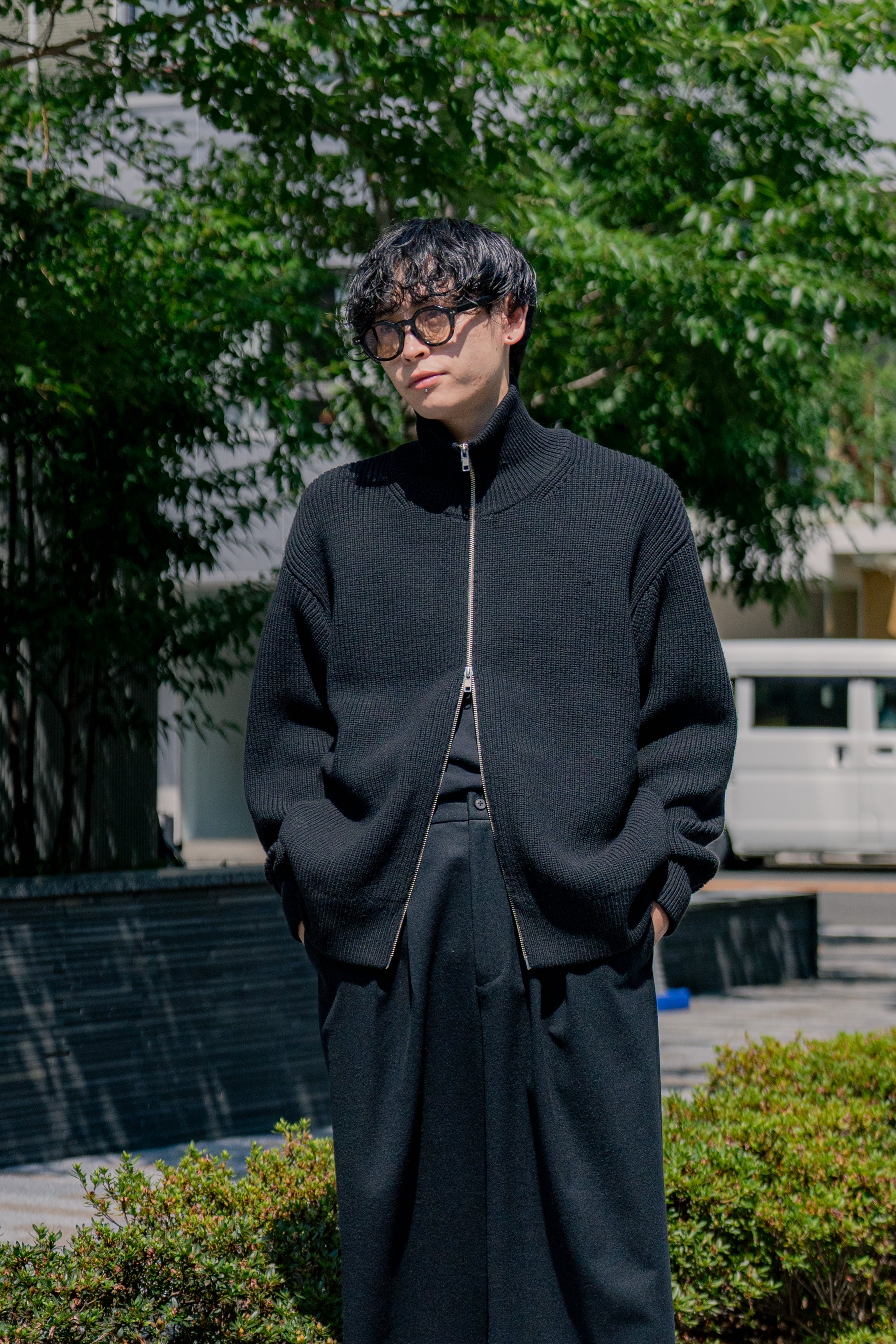 OVERSIZED DRIVERS KNIT ZIP JACKET