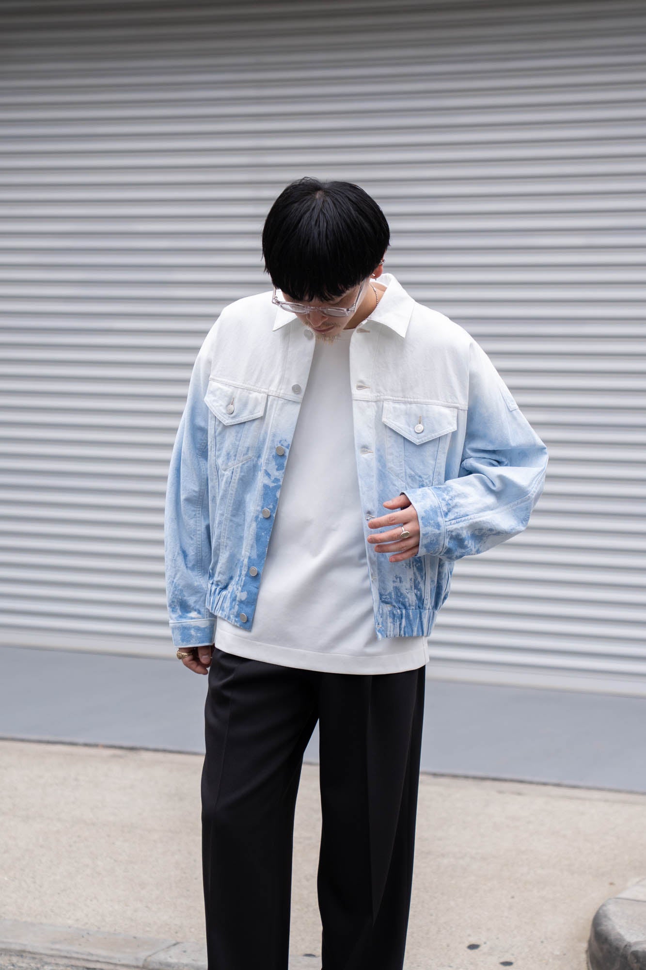 Shibori-bassen denim jacket