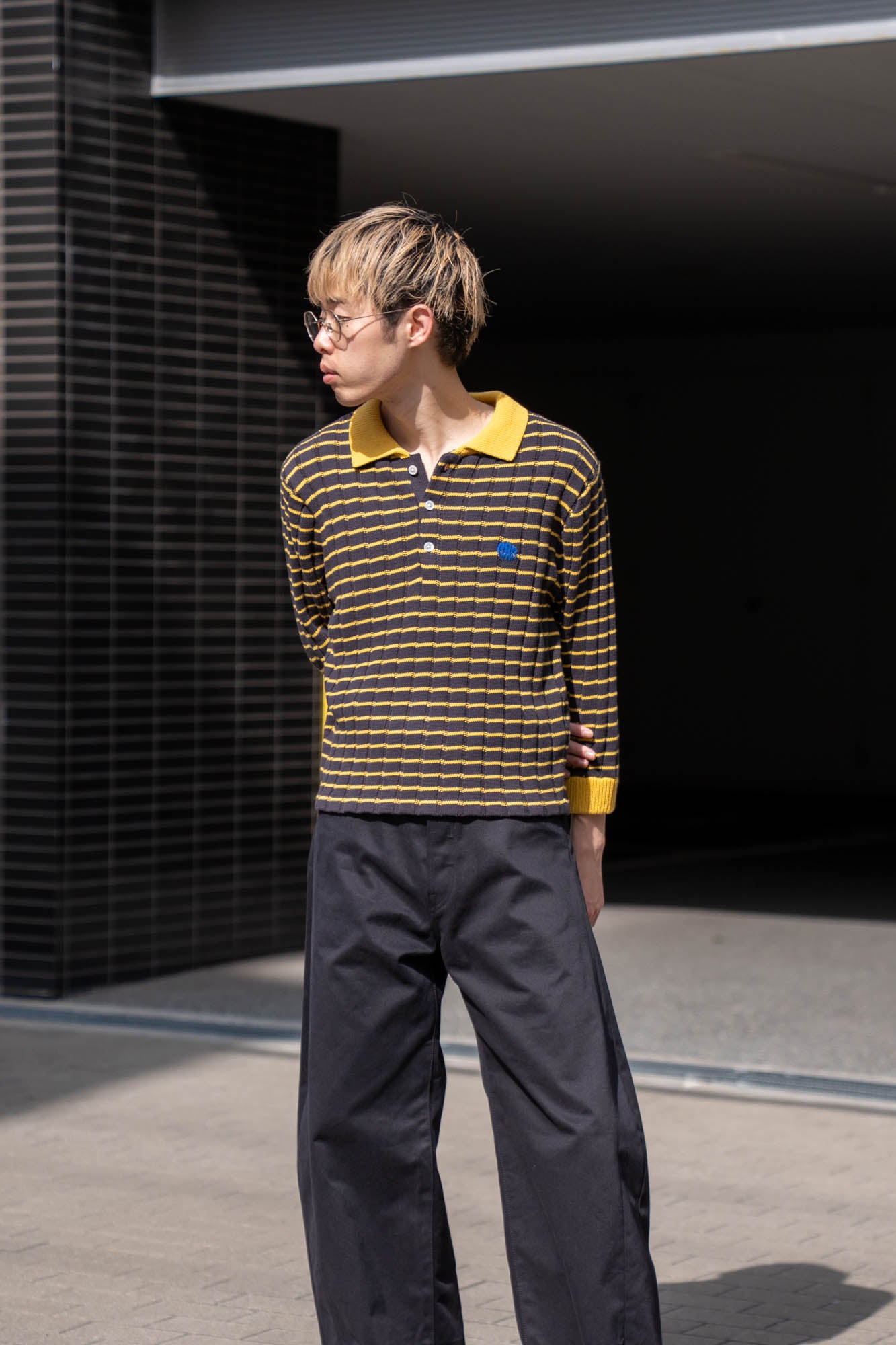 KNITTED CROPPED POLO SHIRT