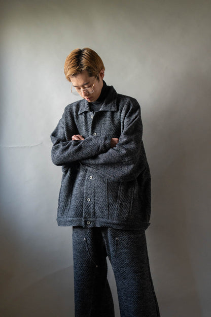 Hand Stitched Rigid Denim Knit Jacket