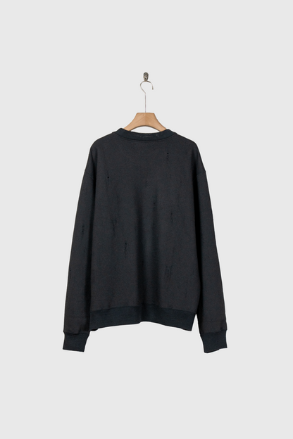 Damage jacquard terry crew neck sweater