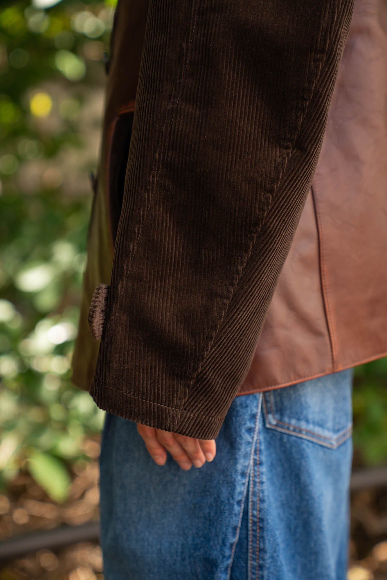 Combination leather jacket