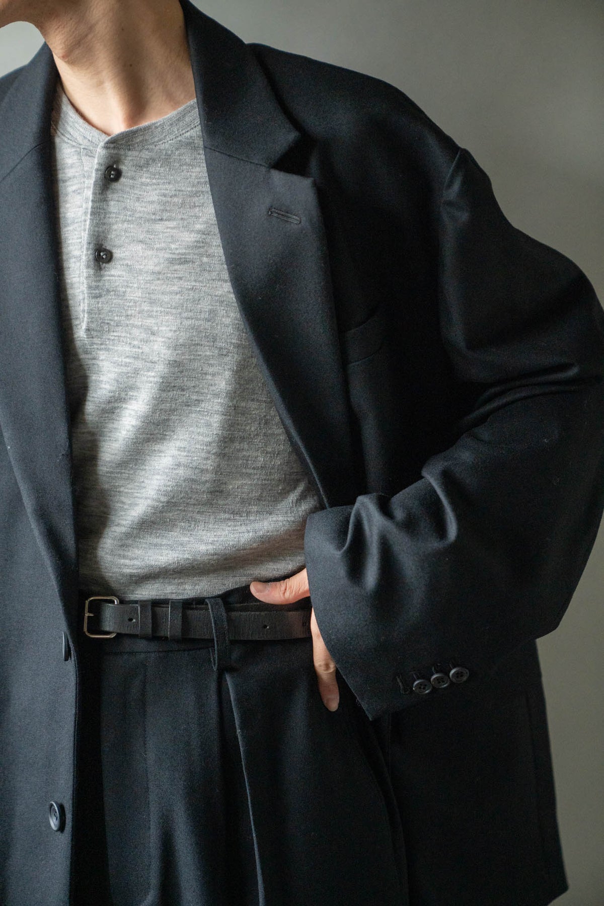 WOOL FLANNEL OVERSIZED SINGLE BREASTED JACKET(ST.1593)
