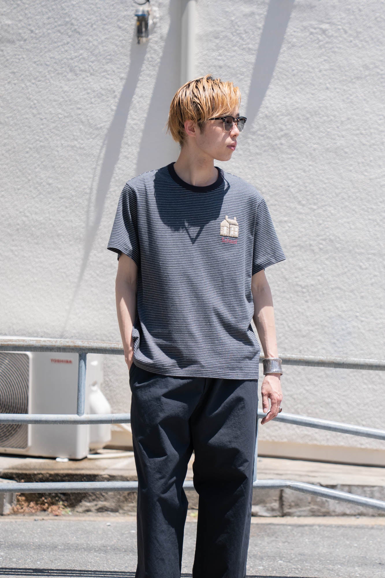 Hand-Embroidered Stripe T-Shirt