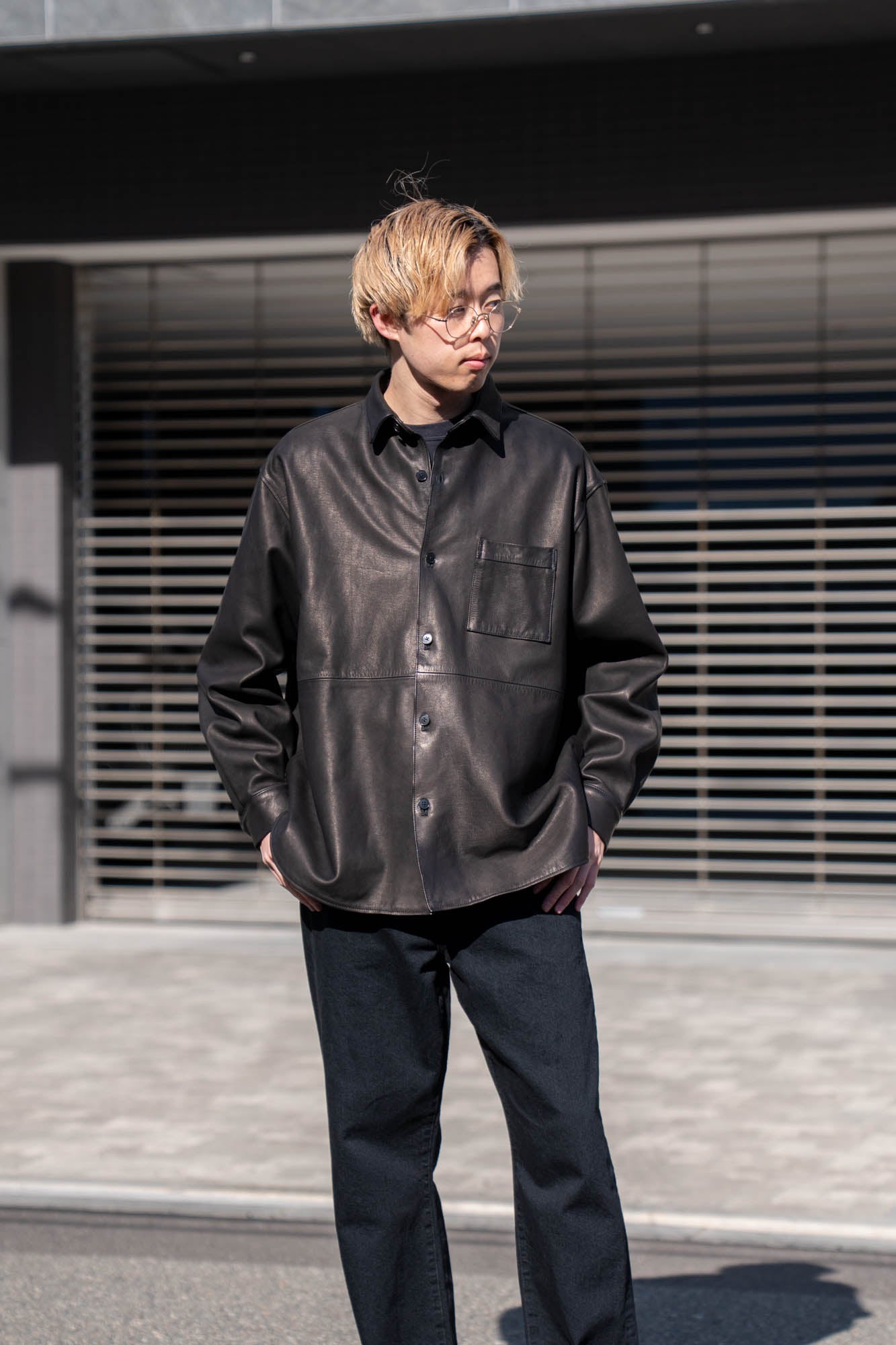 Cow Leather Wide Shirt – sign | サイン