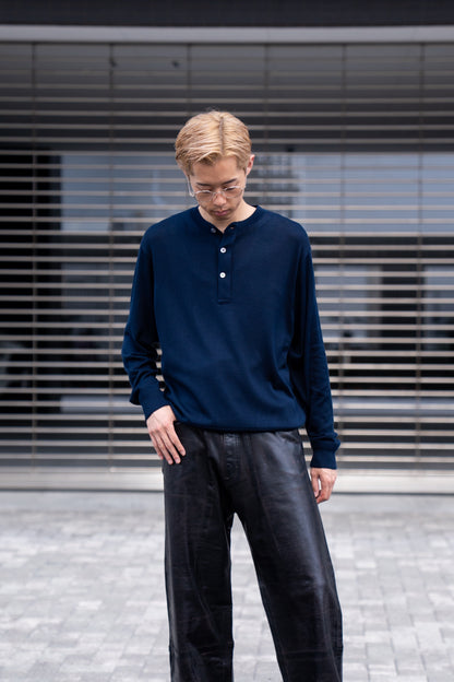 SILK HENLEY NECK PULL OVER / SLPO