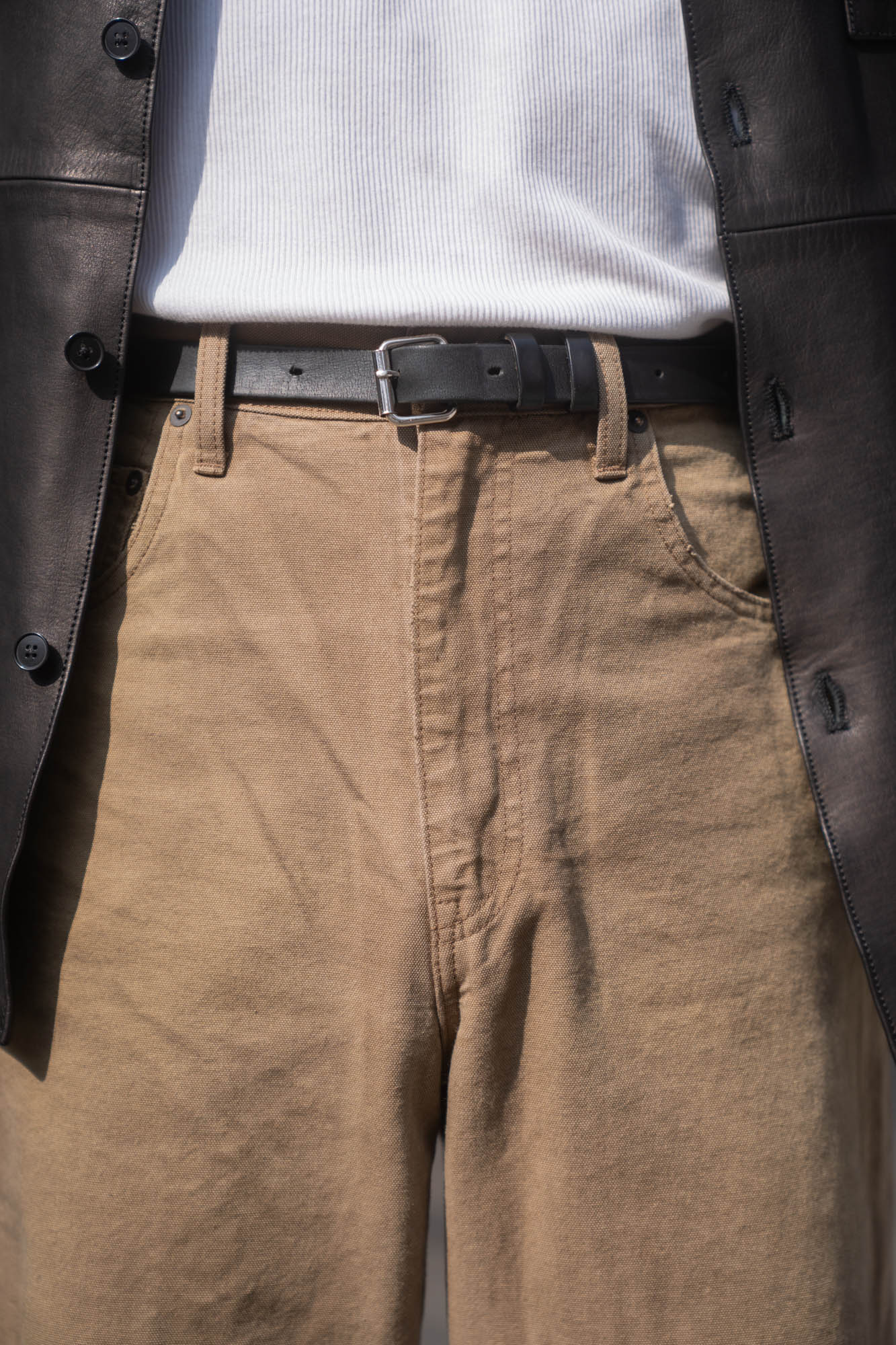 SULFUR DYED OXFORD VINTAGE WIDE PANTS(ST.1395)