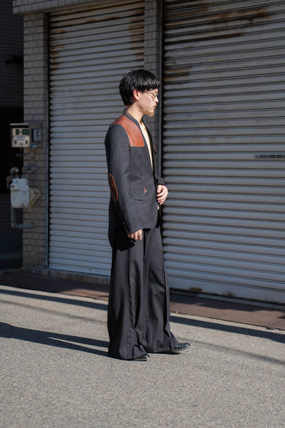 Pleated Stripe Summer Wool Pants