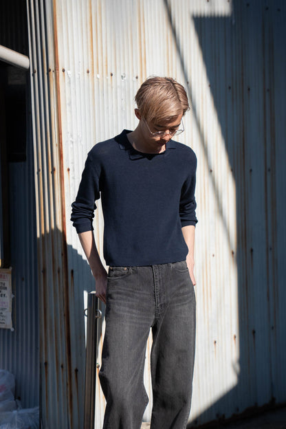 Roll Up Patched Knit in Marcerized Cotton