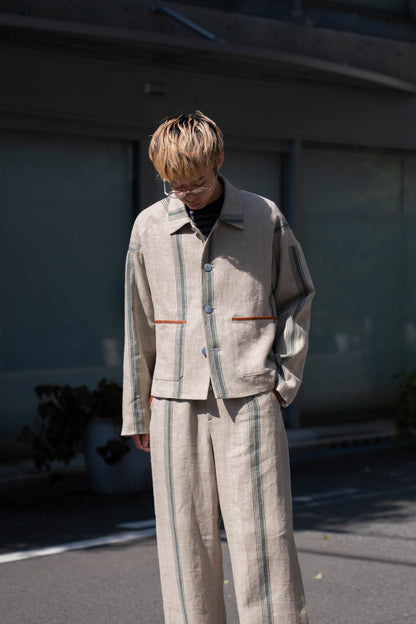 FLLOWER SAK LINEN STRIPE JACKET