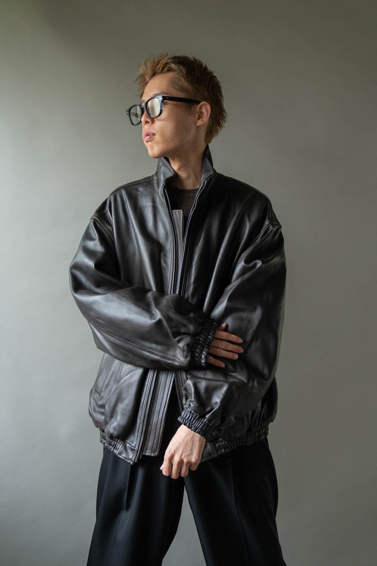 SHEEP LEATHER STAND COLLAR JACKET(ST.1553)