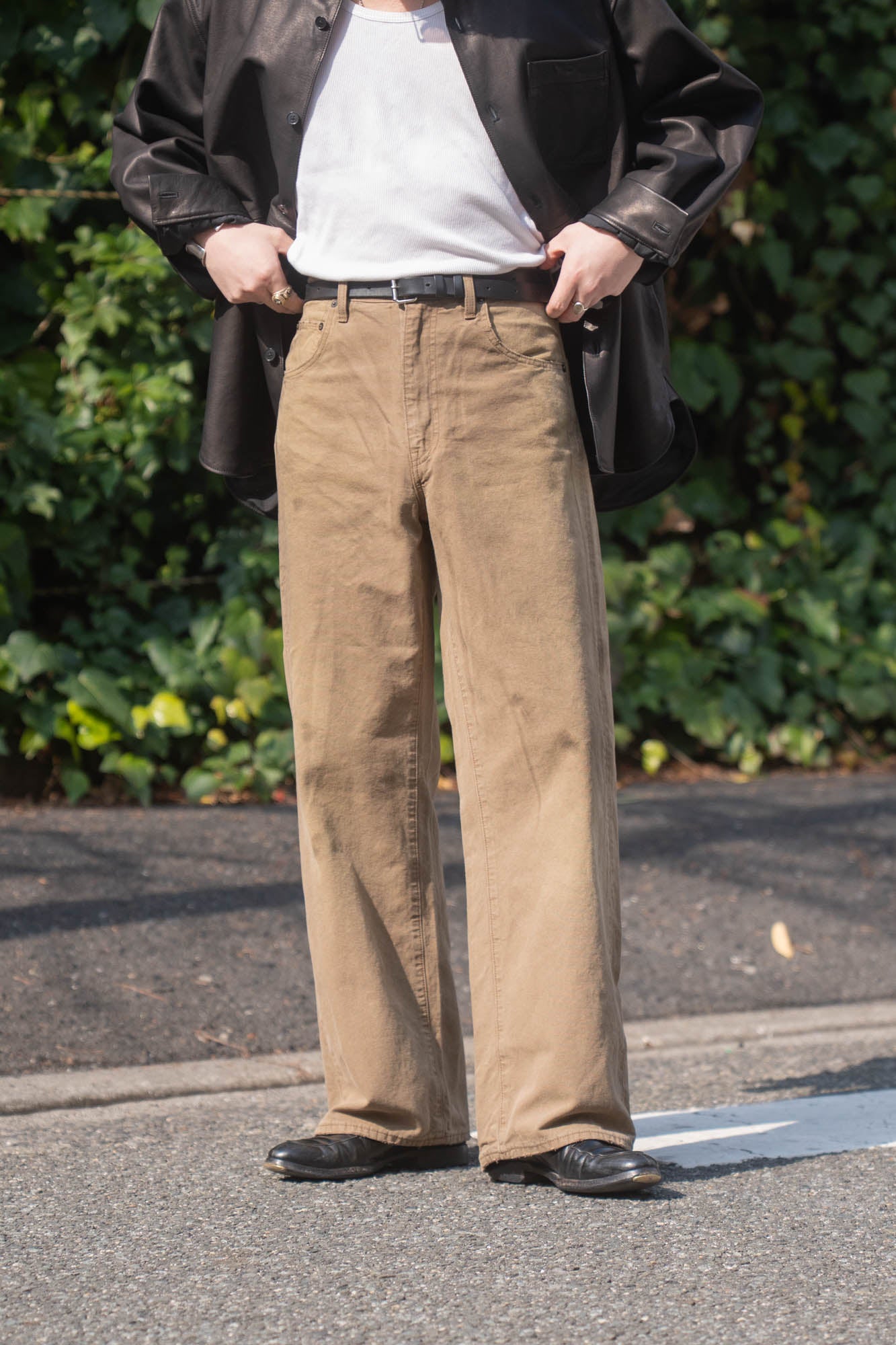 SULFUR DYED OXFORD VINTAGE WIDE PANTS(ST.1395) | パンツ ssstein