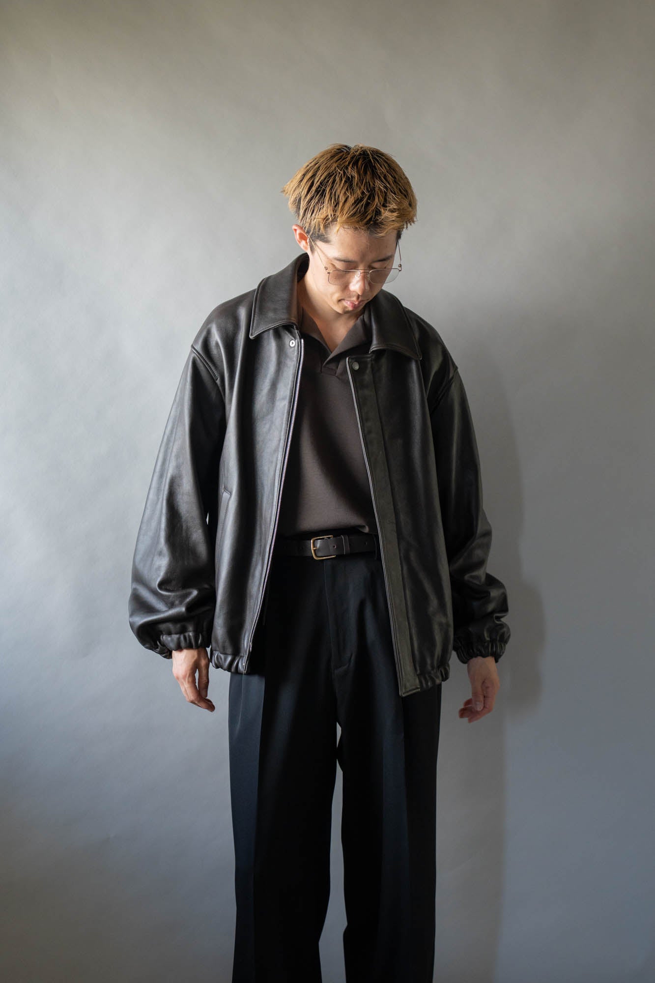 SHEEP LEATHER ZIP SHORT JACKET(ST.1555)
