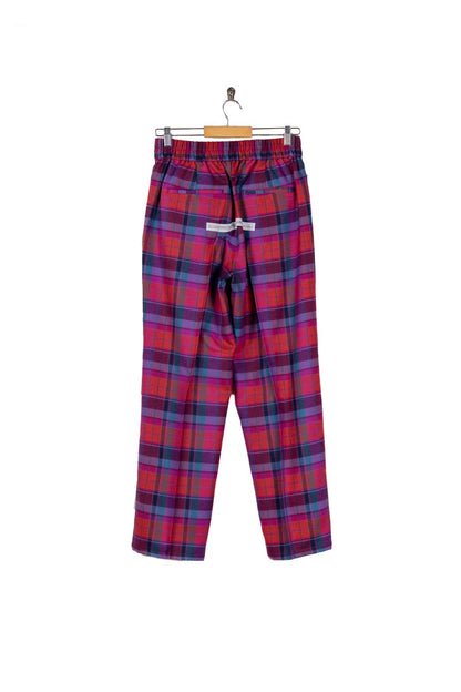 Wool Check Pin Tuck Easy Trouser